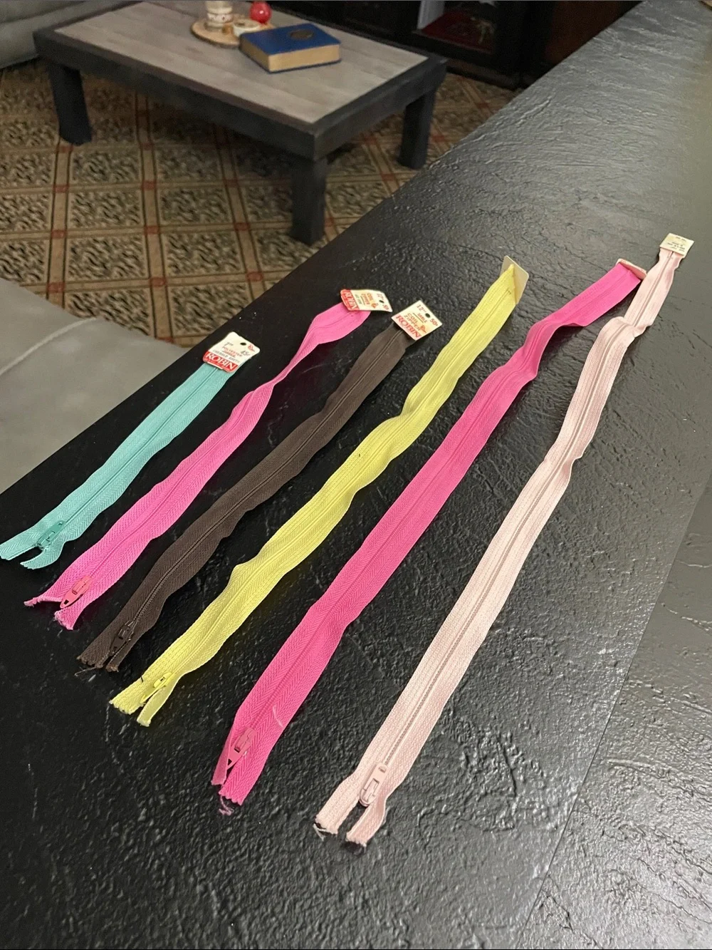 Lot of 6 new vintage zippers. 8 in - 22in